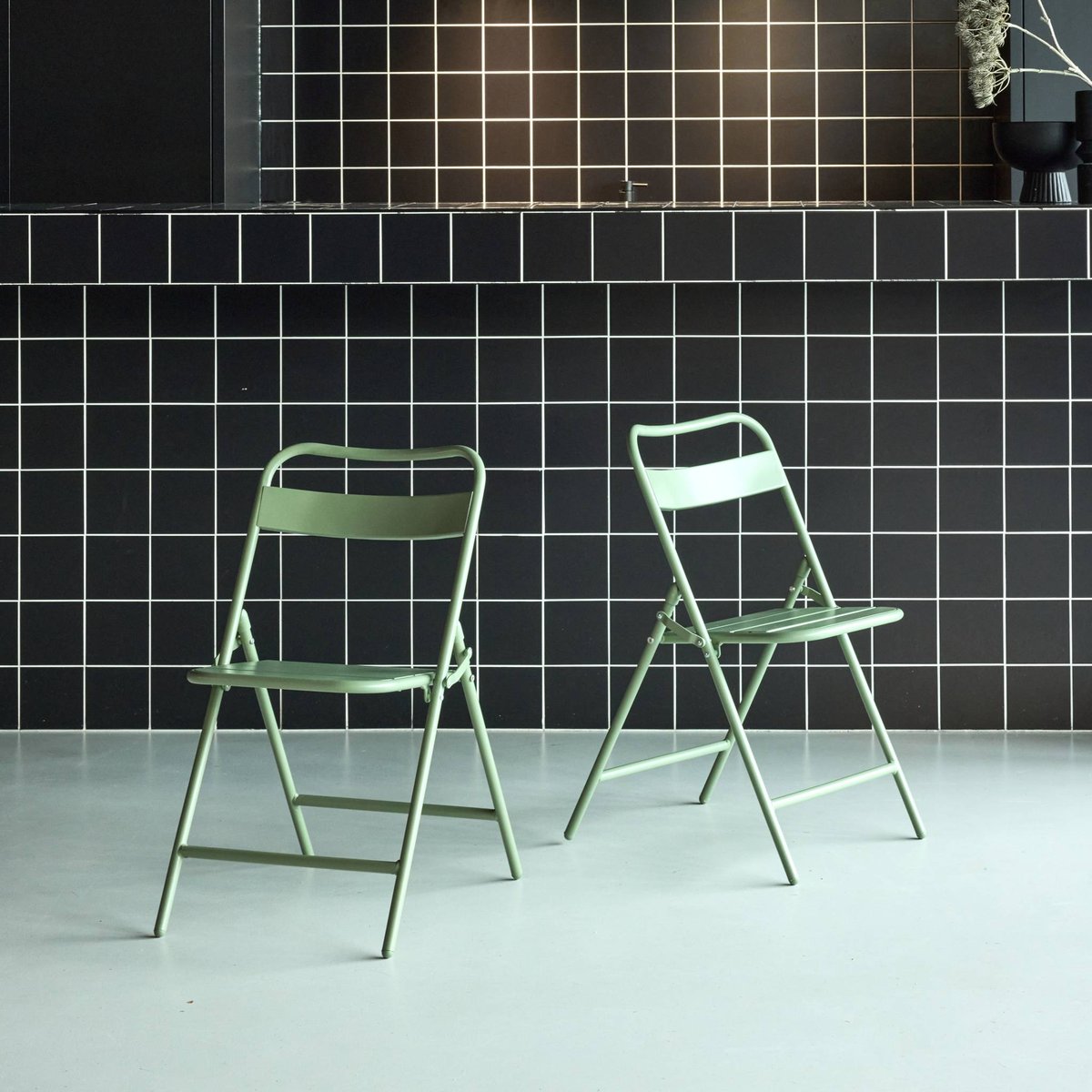 Chaise de jardin pliante acier (lot de 2) AMELIA vert, SWEEEK