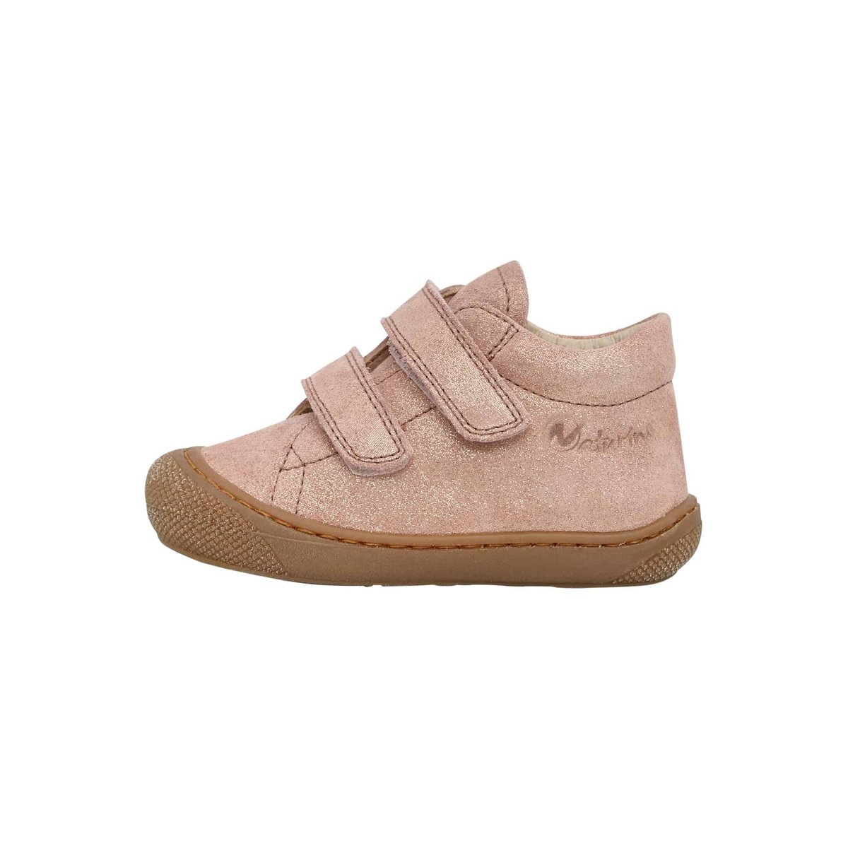 Chaussons premiers pas en suède pailleté COCOON VL rose antique, NATURINO