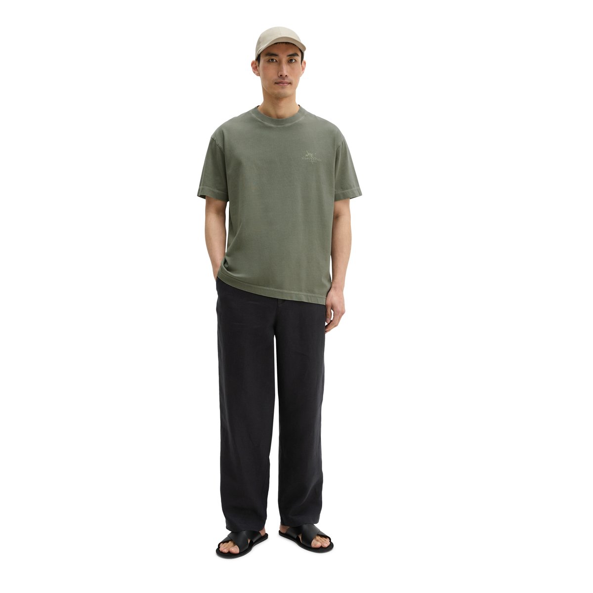 T-shirt loose avec un imprimé estival dans le dos gris foncé, MARC O'POLO