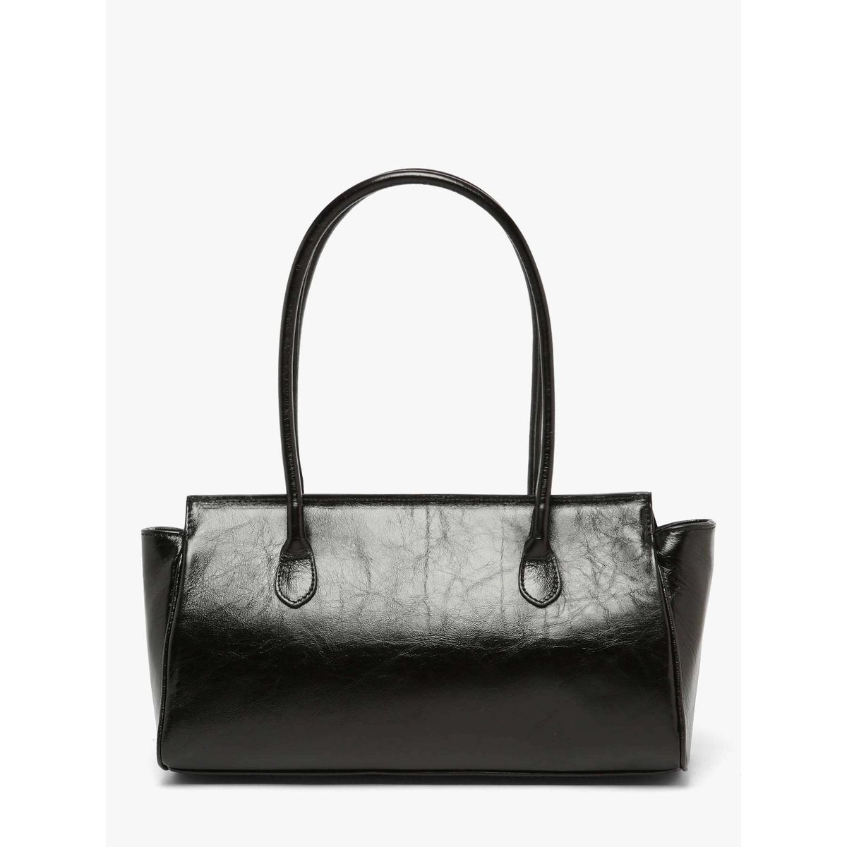 Baguette Shiny sauvage cuir nero, MILANO