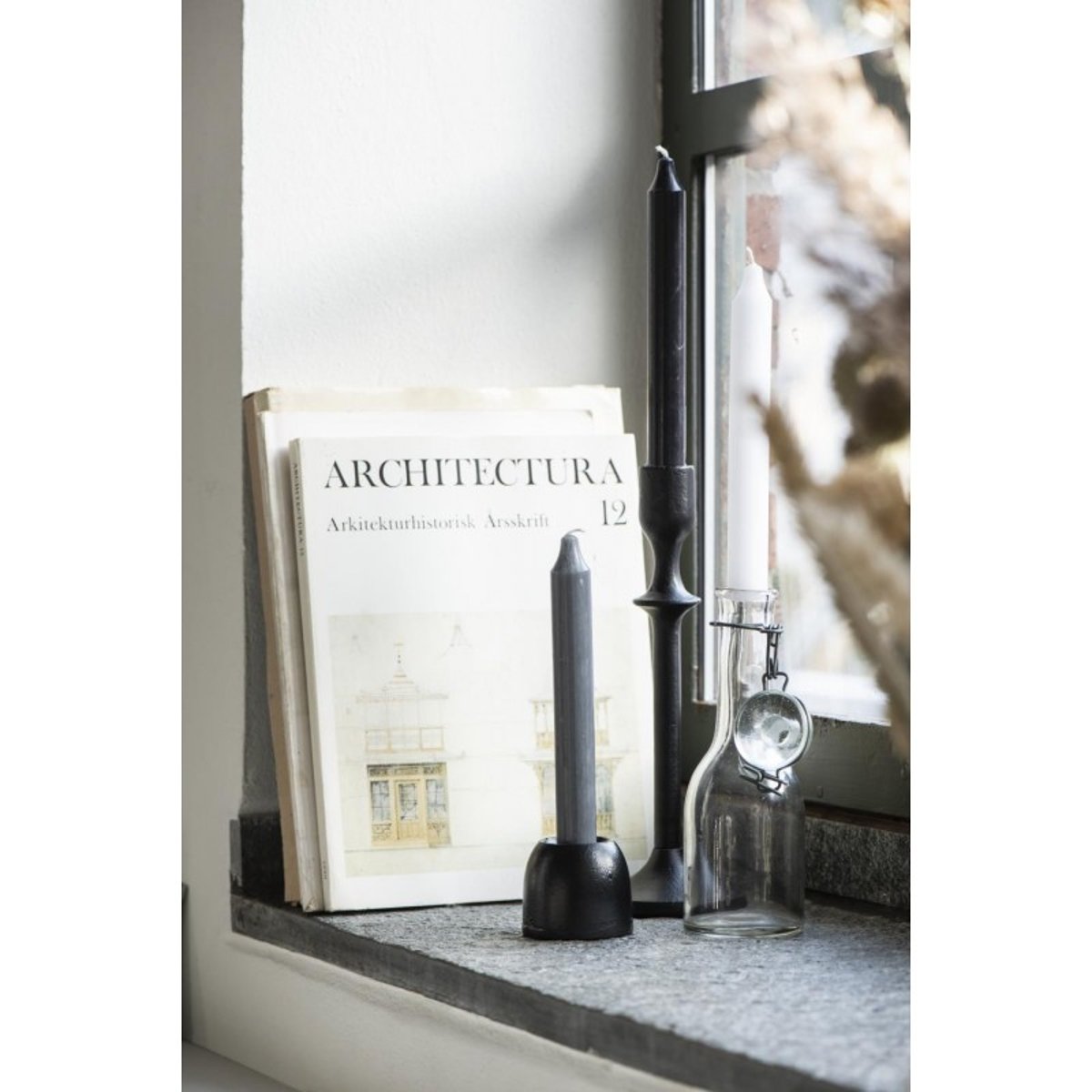 Bougie rustique combustion longue gris, IB LAURSEN