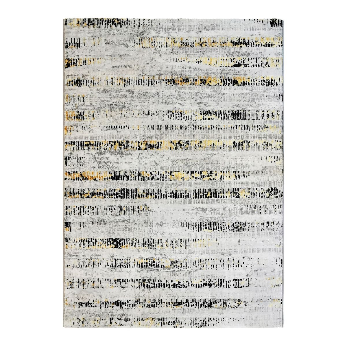 Tapis abstrait moderne MEDIANE STRIES gris-jaune, THE DECO FACTORY