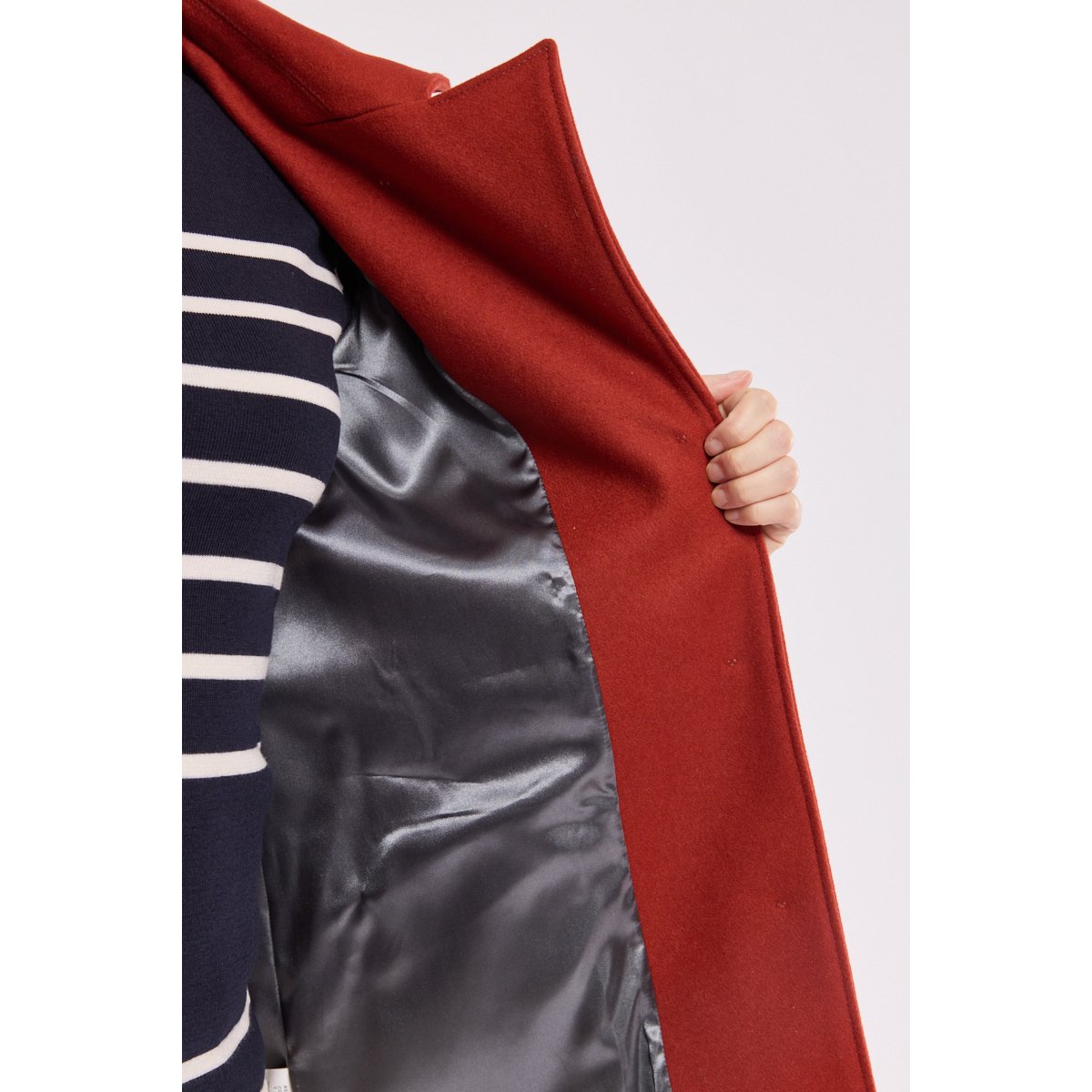 Caban boutonné en drap de laine terre cuite, ARMOR-LUX