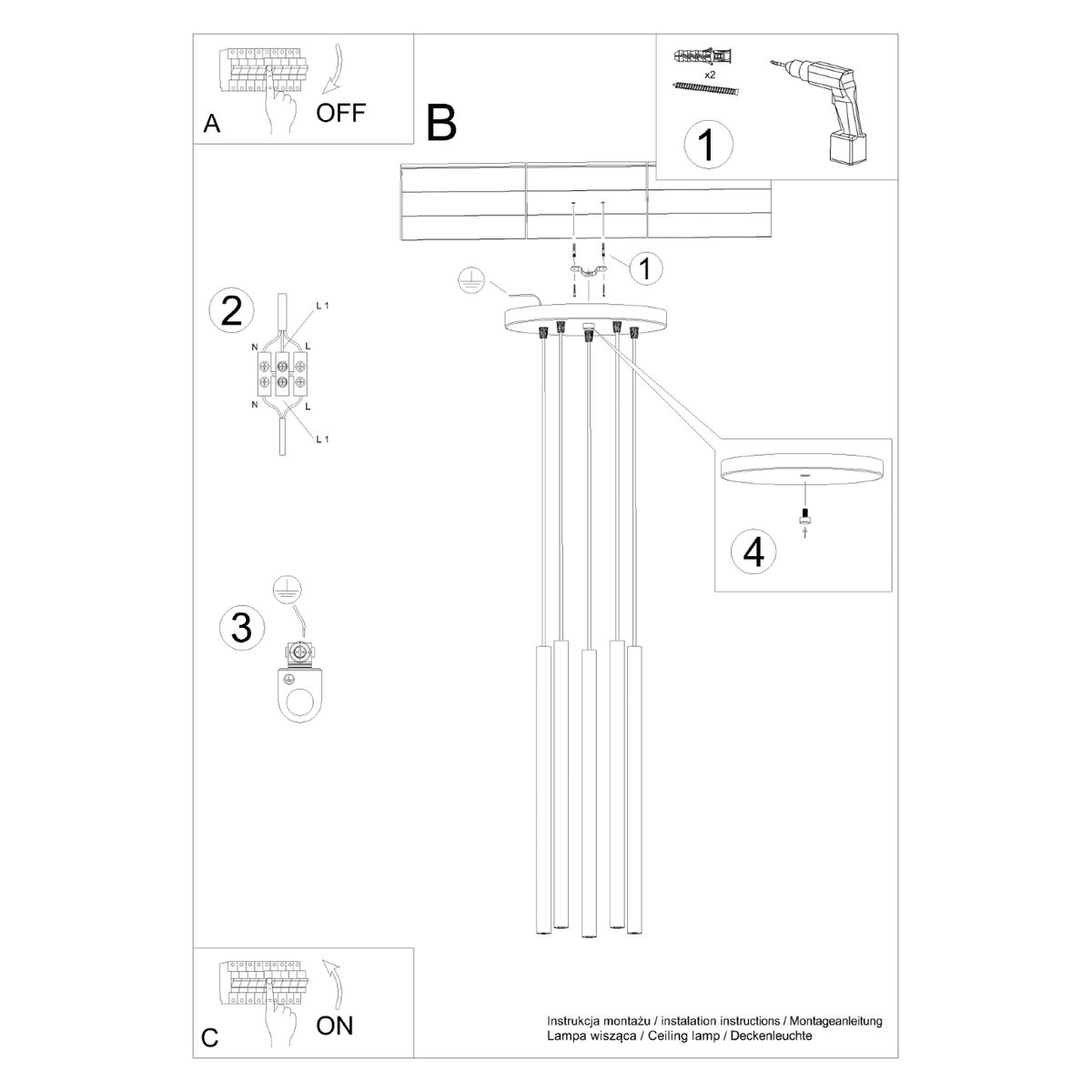 Suspension Acier Vert Olive G9 5 Pastelo vert, EDEN