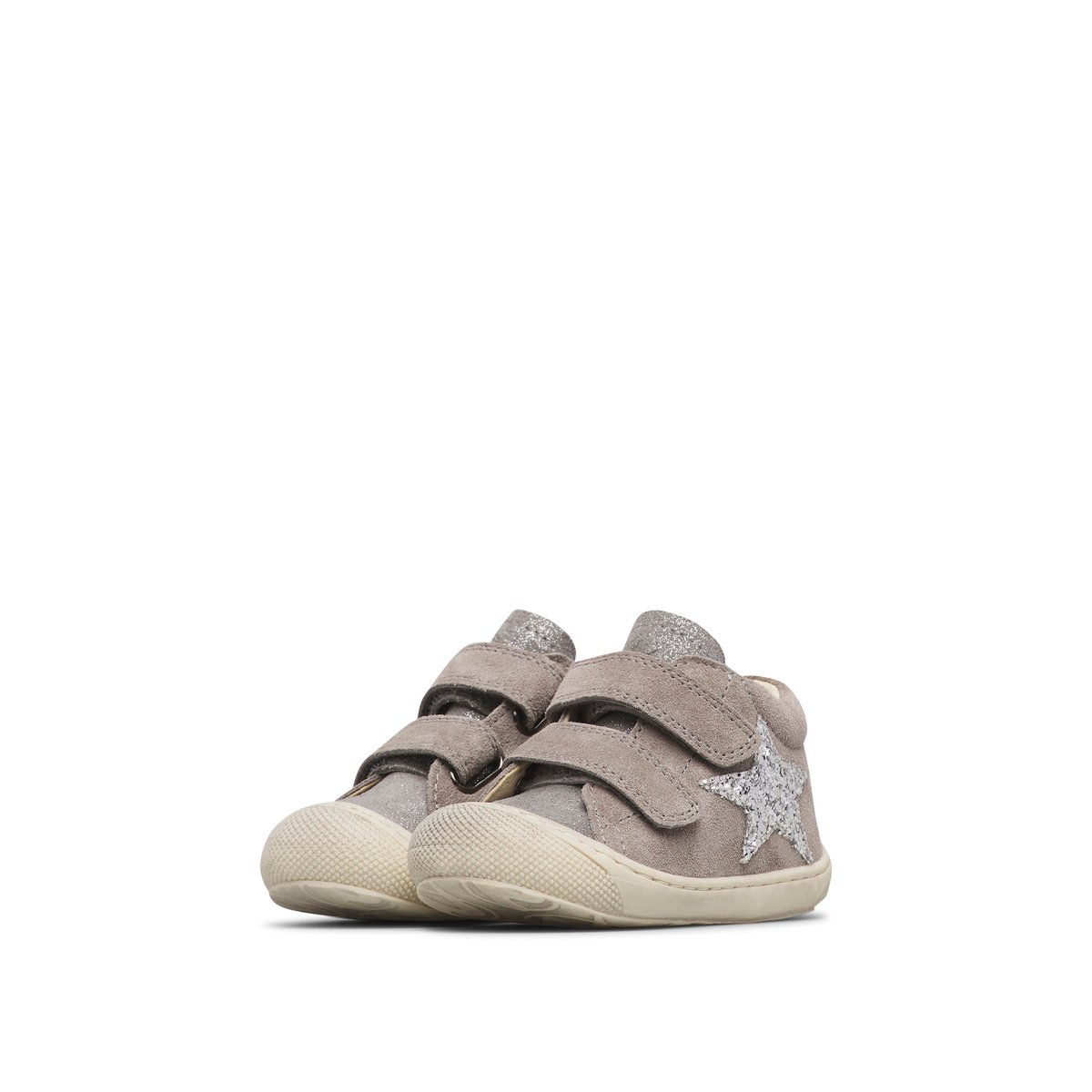Chaussures premiers pas en cuir et suède KOLDE VL gris-argent, NATURINO
