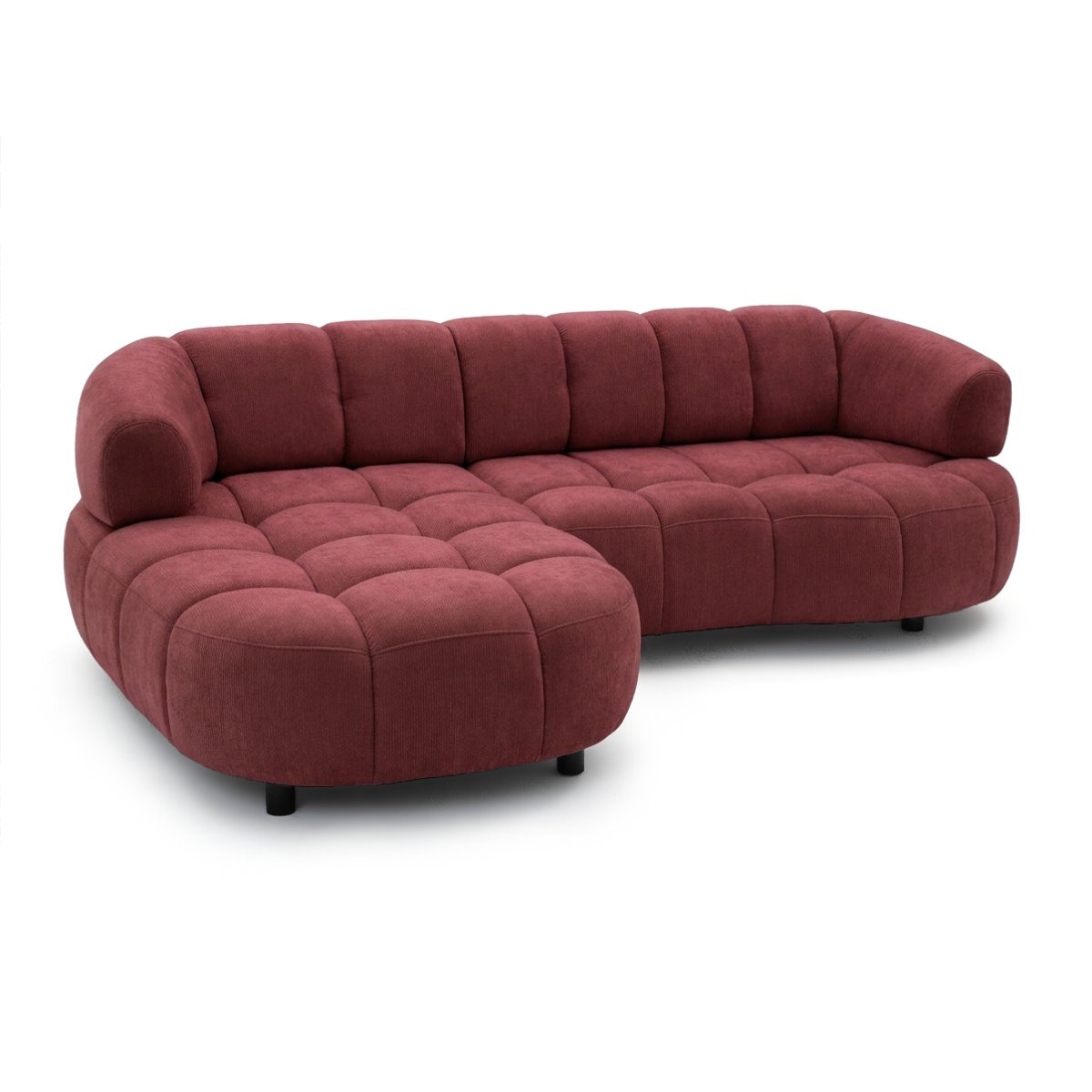 Canapé d'angle convertible 3 places en tissu lisse, LOVELY rouge, BOBOCHIC