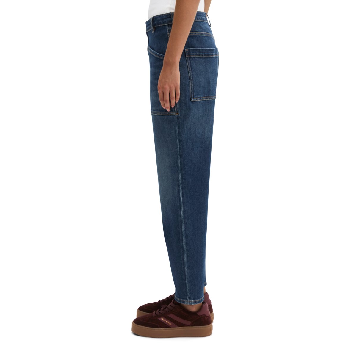 Jeans modèle Iva boyfriend en coton bio et lyocell stretch bleu, MARC O'POLO