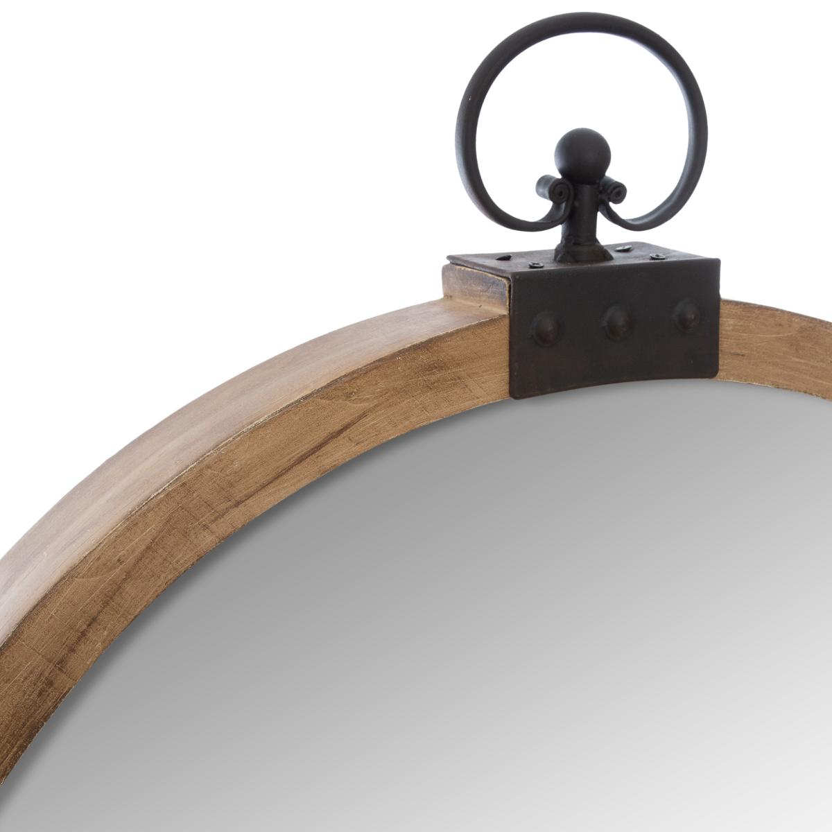 Miroir rond avec crochet en fer KILIANE beige, ATMOSPHERA