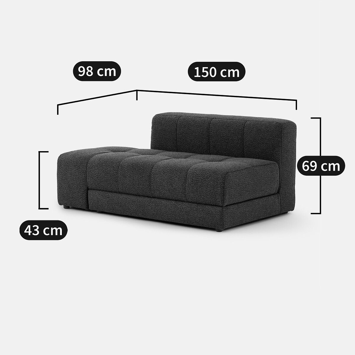 Banquette assise pivotante, gauche, modulable, en bouclette fine, FANO vert, LA REDOUTE INTERIEURS