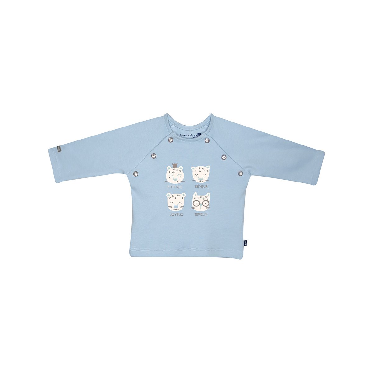 Tshirt pantalon bavoir miles maille manches longues bebe bleu, SUCRE D'ORGE