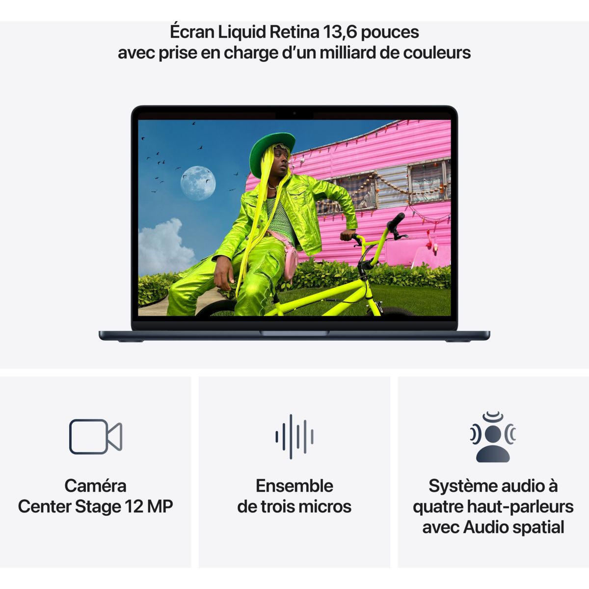 Ordinateur Apple Air 13" Puce M5 CPU 10 / GPU 10 coeurs Mémoire RAM 16Go Stockage 1To SSD Minuit couleur unique, APPLE