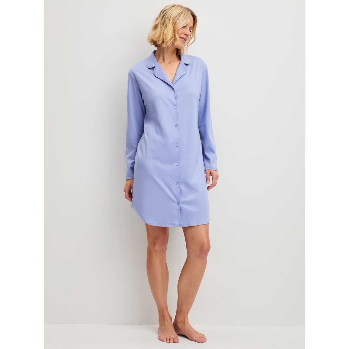 Chemise de nuit manches longues Coton EDITION 85 milky blue, CALIDA