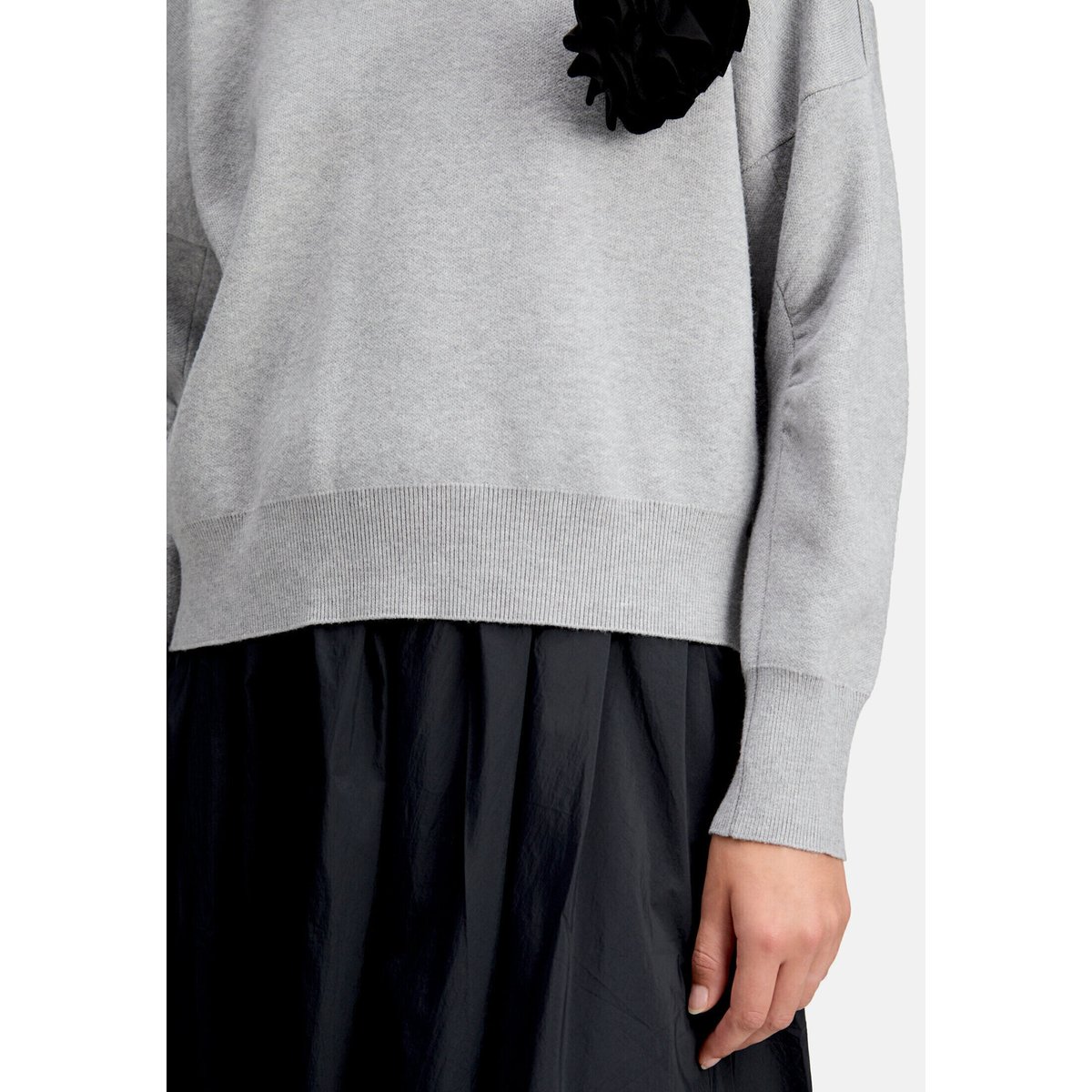 Pull-over en maille à encolure ronde gris clair, CARTOON