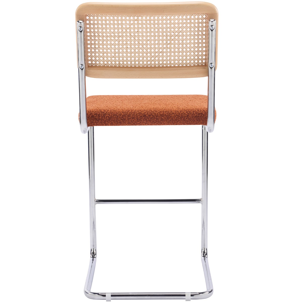 Lot de 2 tabourets de bar en cannage et tissu bouclé - MUSE rouille, HOMIFAB