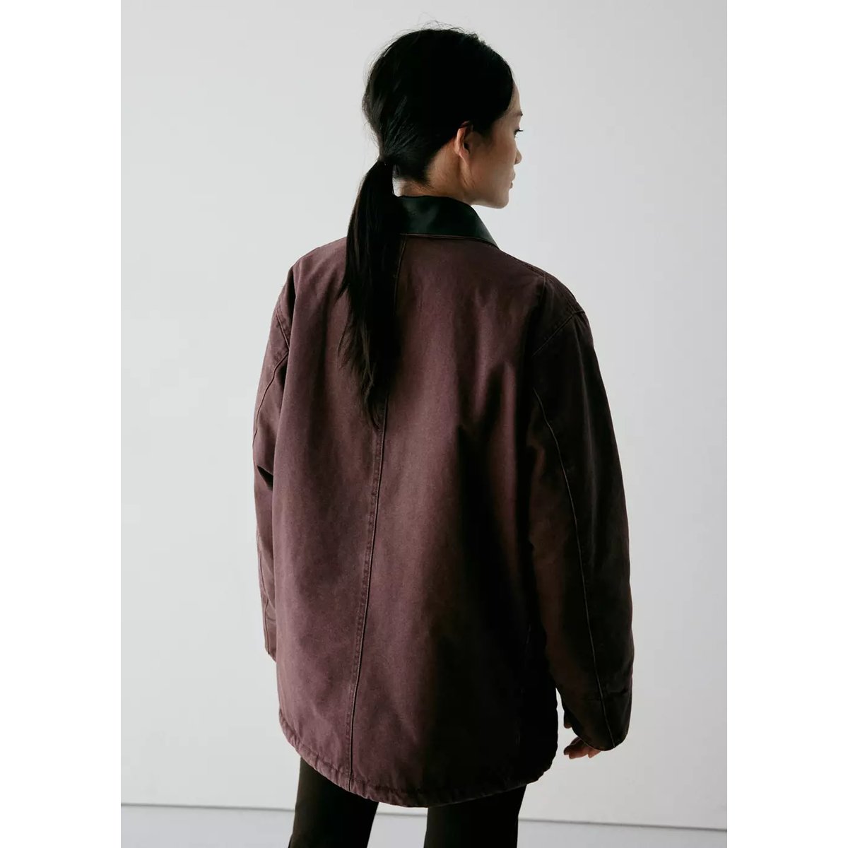 Parka col contrasté grenat, MANGO