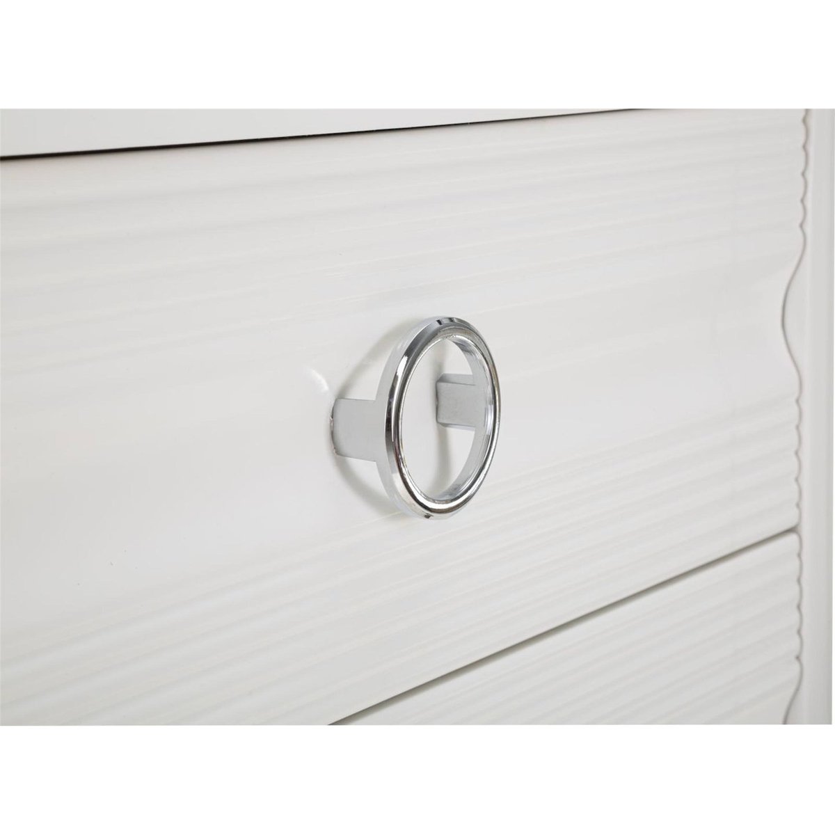 Commode 3 tiroirs façades texturées métal GLAM blanc, RECOLLECTION