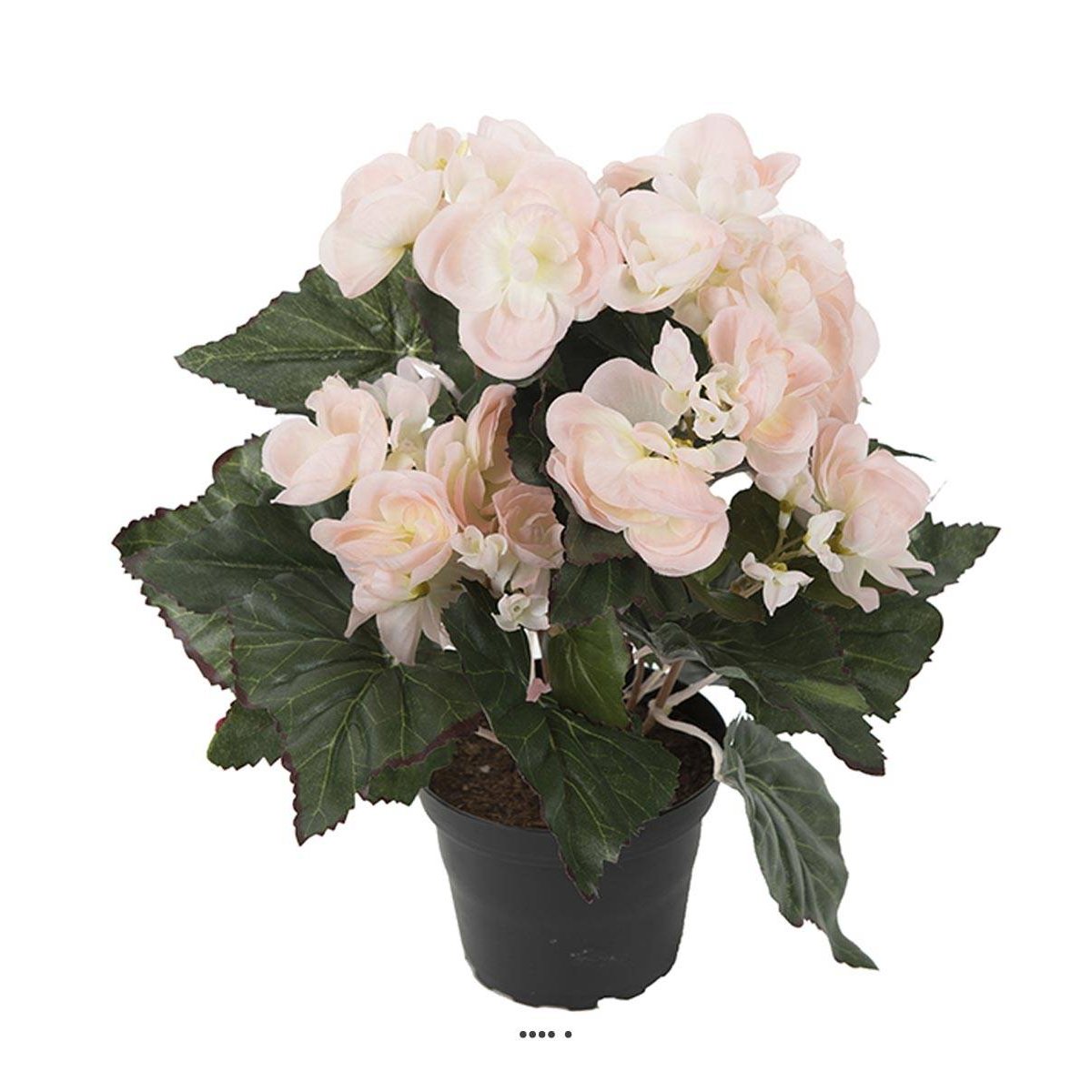 Begonia artificiel en pot H 28 cm superbe qua rose pâle, ARTIFICIELLES
