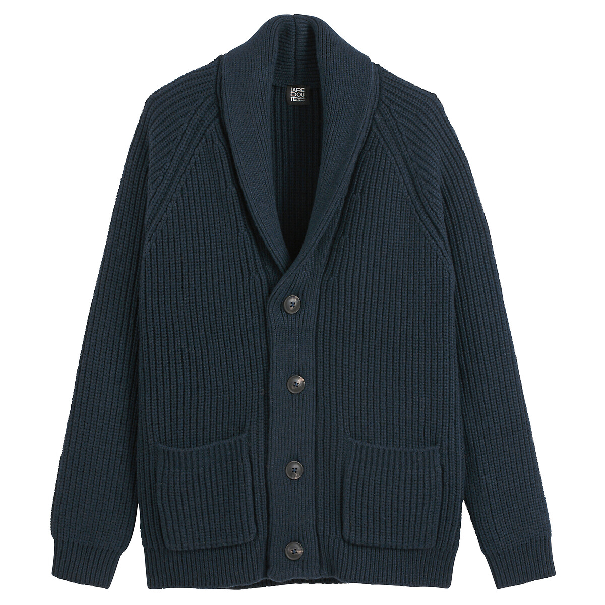 Shawl Collar Cardigan in Chunky Knit navy blue, LA REDOUTE COLLECTIONS