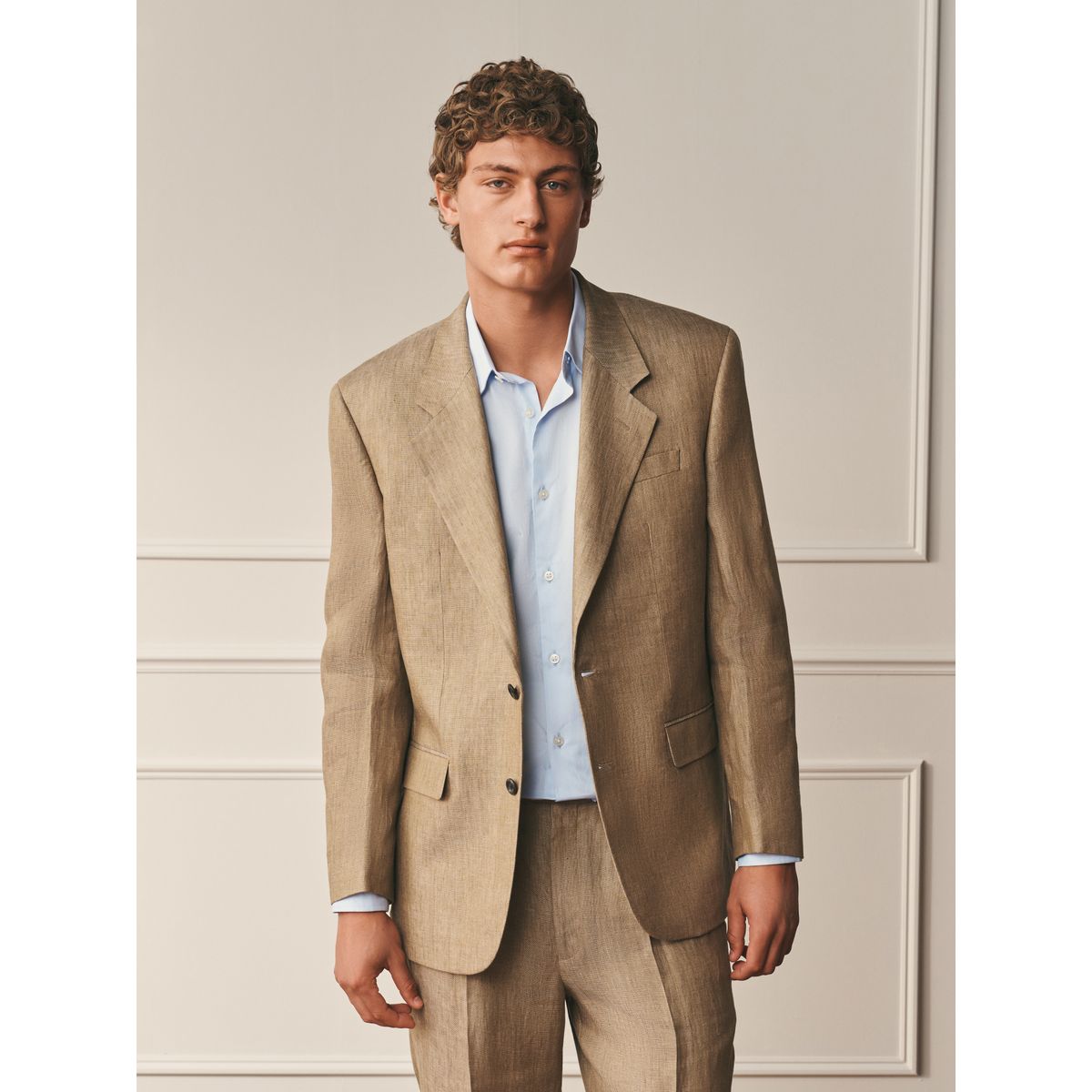 Veste de costume archive en lin marron fauve, NEXT