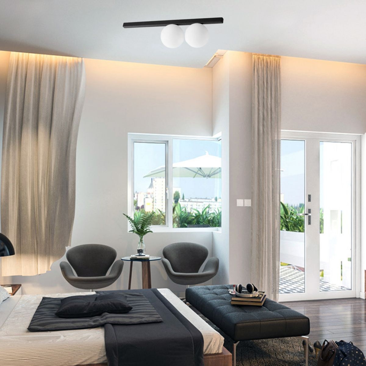 Plafonnier    BINOMIO noir, IDEAL LUX