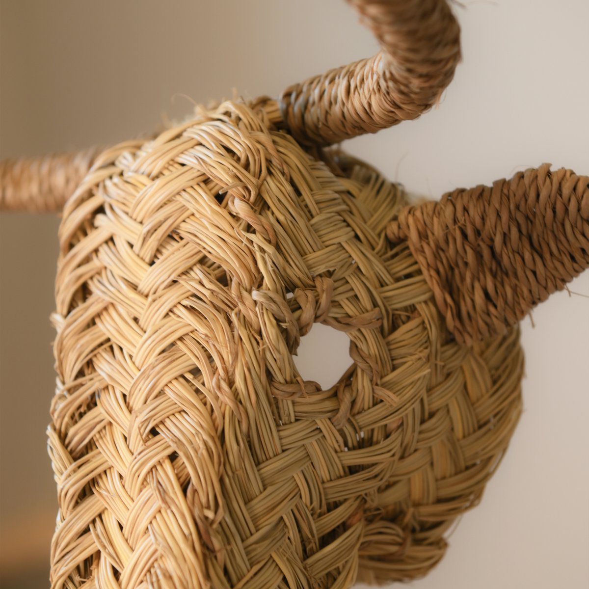 Déco murale petite tête d'élan en paille - LOJI naturel, HOME MAISON
