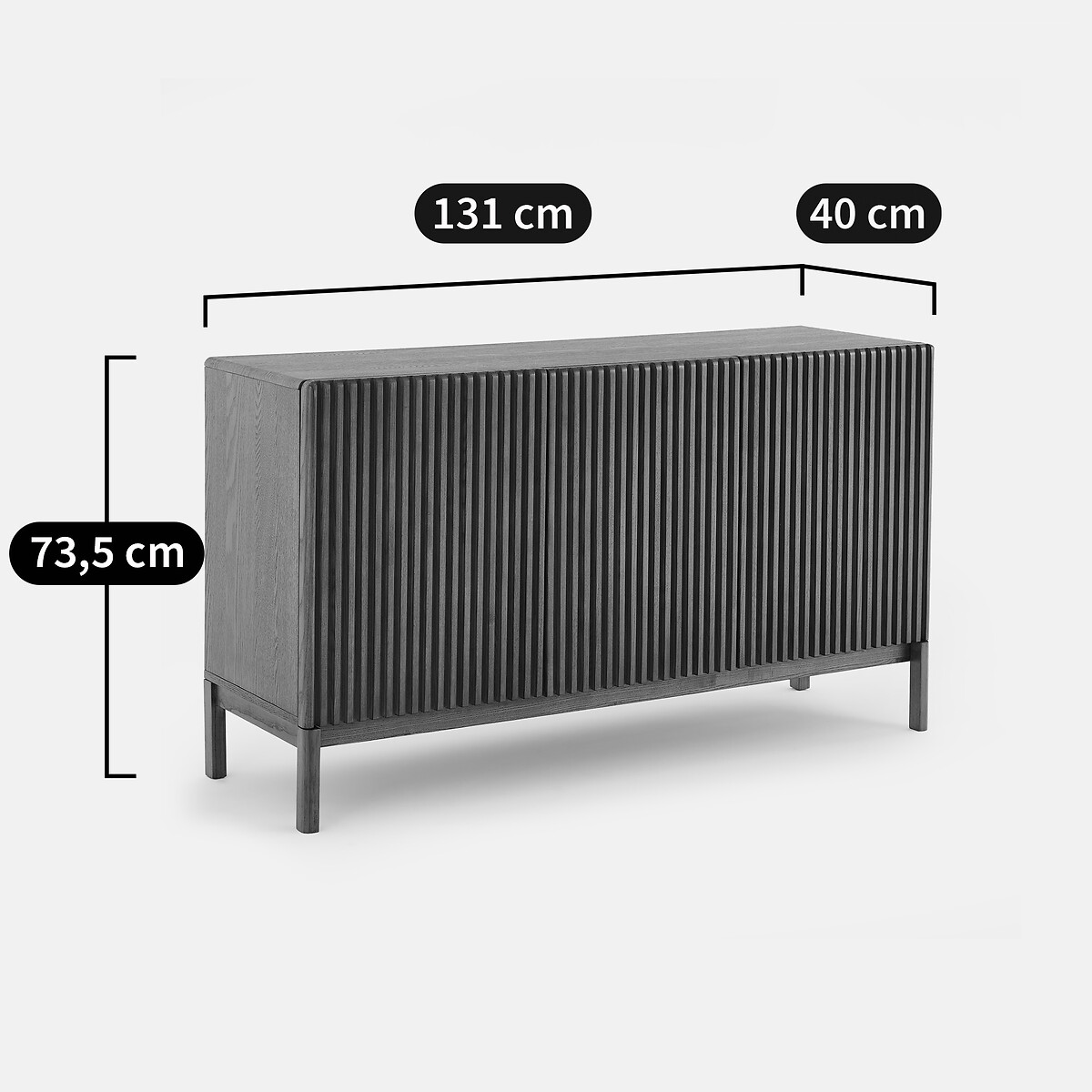 Credenza a 3 ante, frassino massiccio e impiallacciatura di frassino, NEOTTIE tinta color noce, LA REDOUTE INTERIEURS