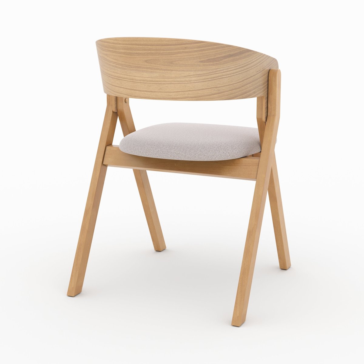 Chaise en bois d'hévéa et tissu - HÉLOÏSE beige, MAISON PAVANE