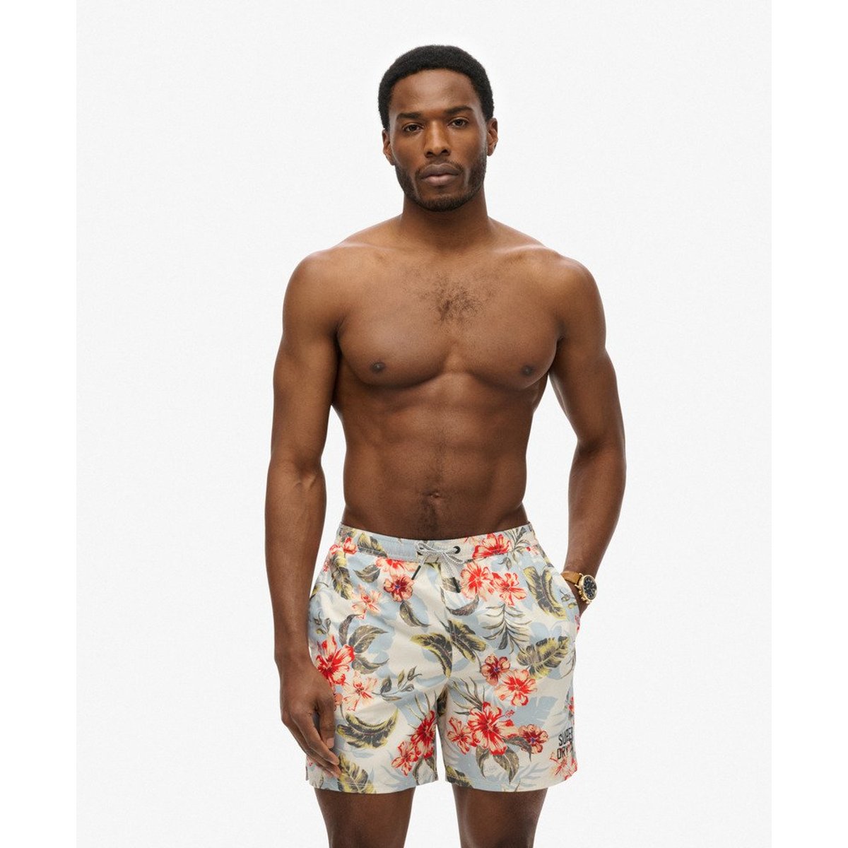 Short de bain à imprimé hawaïen longueur 43 cm aloha ombré, SUPERDRY