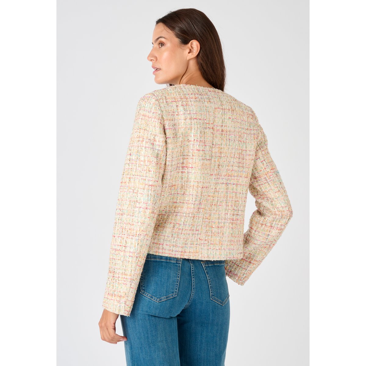 Veste effet tweed fils brillants jaune multicolore, DAMART