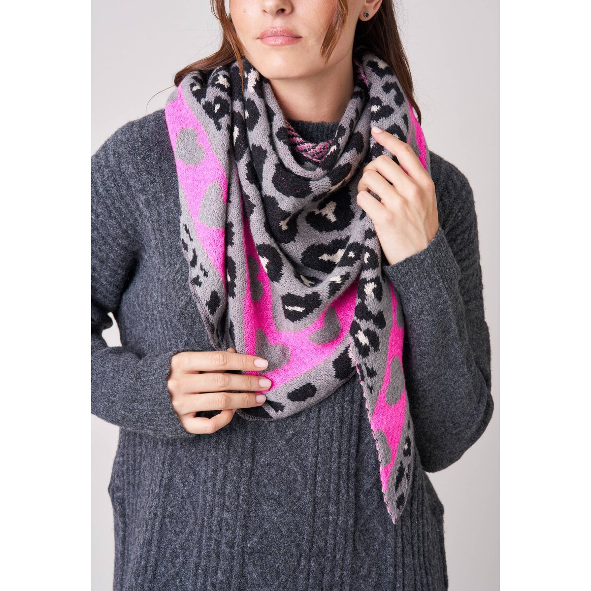 Echarpe femme imprimé animalier ESTELLE rose, DEELUXE