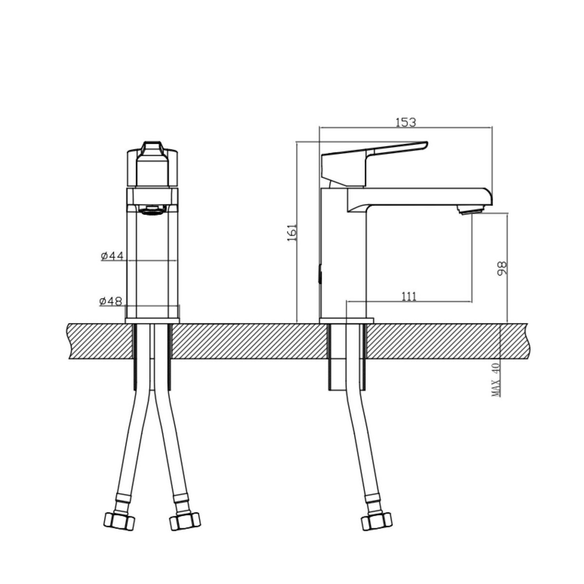 Robinet salle de bain mitigeur bec bas Neto noir, MOB IN