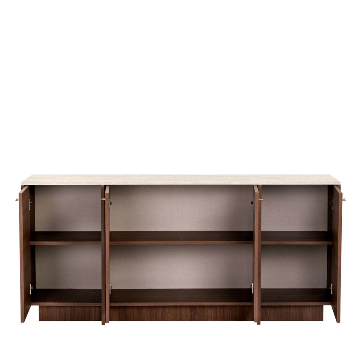 Buffet 4 portes plateau effet travertin et bois L180cm- HOPA bois foncé, DRAWER