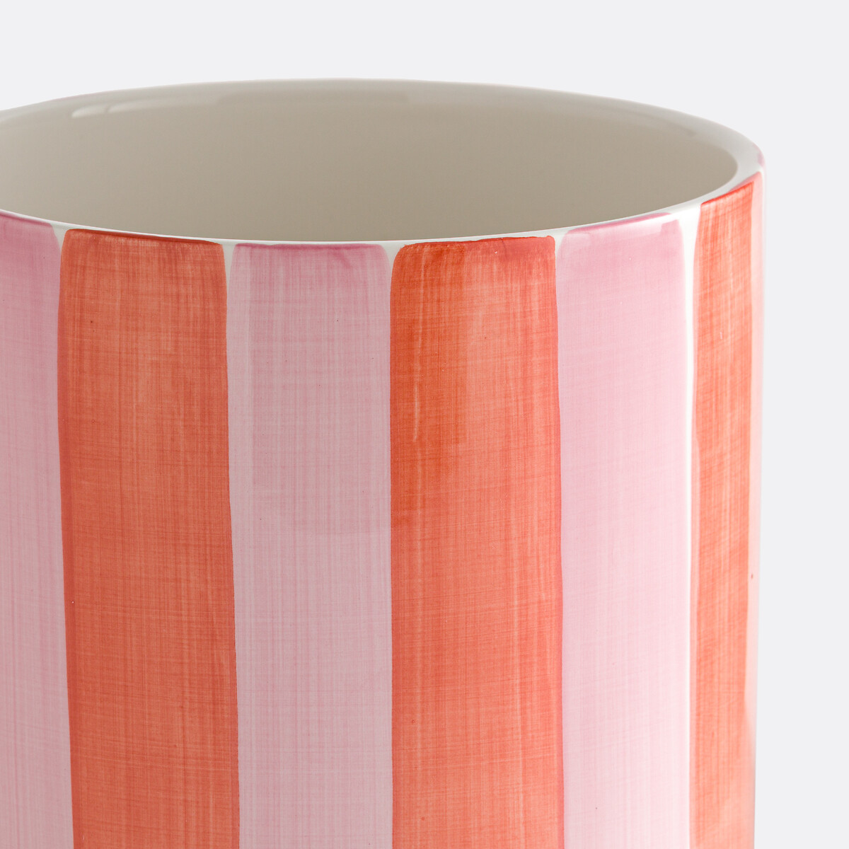Cache-pot en céramique, à rayures, diamètre 14 cm, JAOMA rose/rouge, LA REDOUTE INTERIEURS