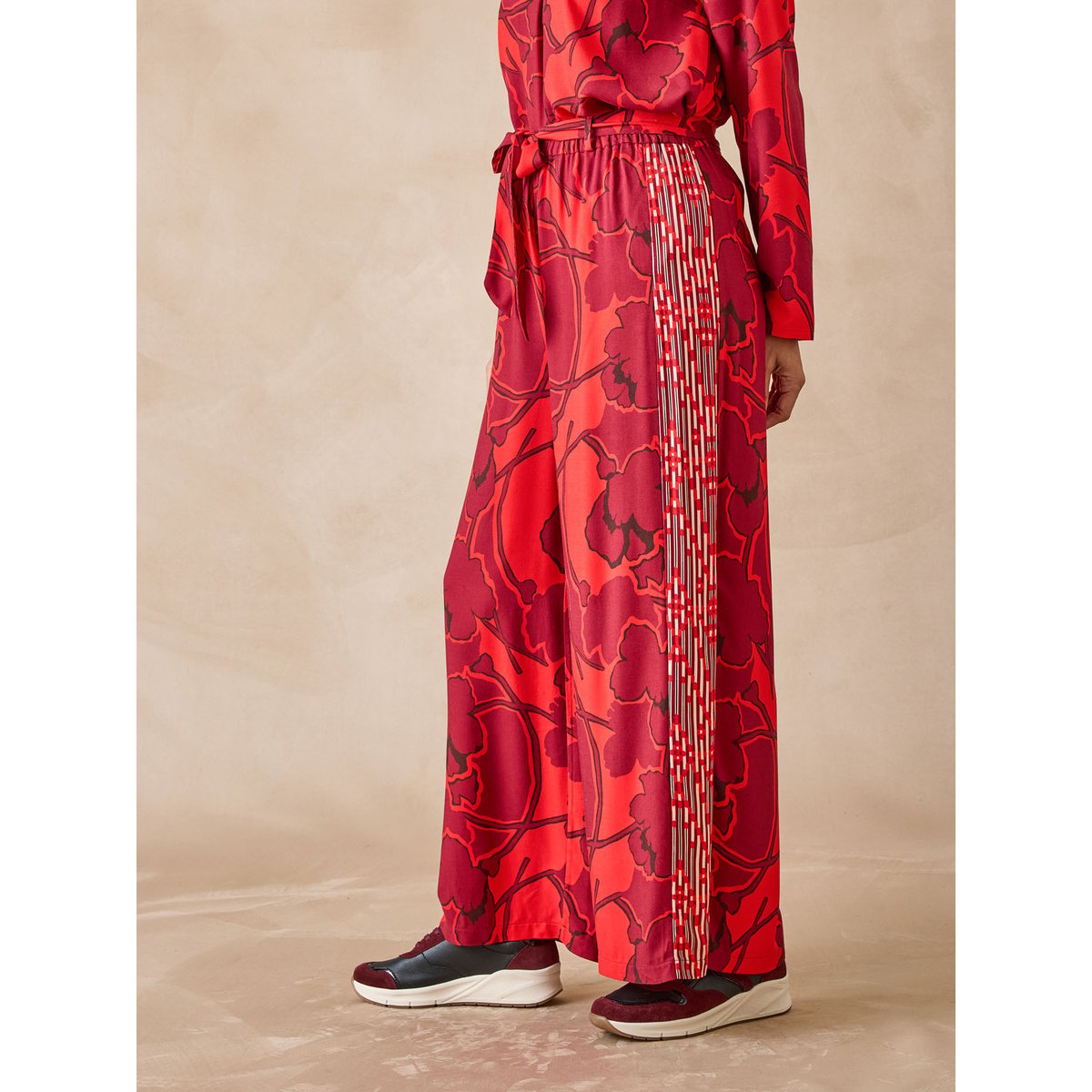 Pantalon fluide coupe large imprimé rouge, DAXON