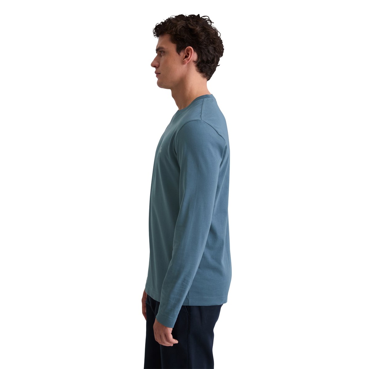 Manchette longue shaped en pur coton bio bleu moyen, MARC O'POLO