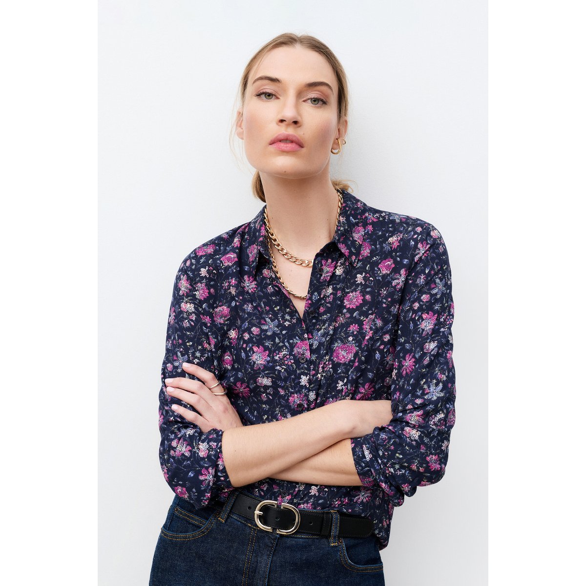Chemise droite col chemise CJESSICA bleu marine, CAROLL