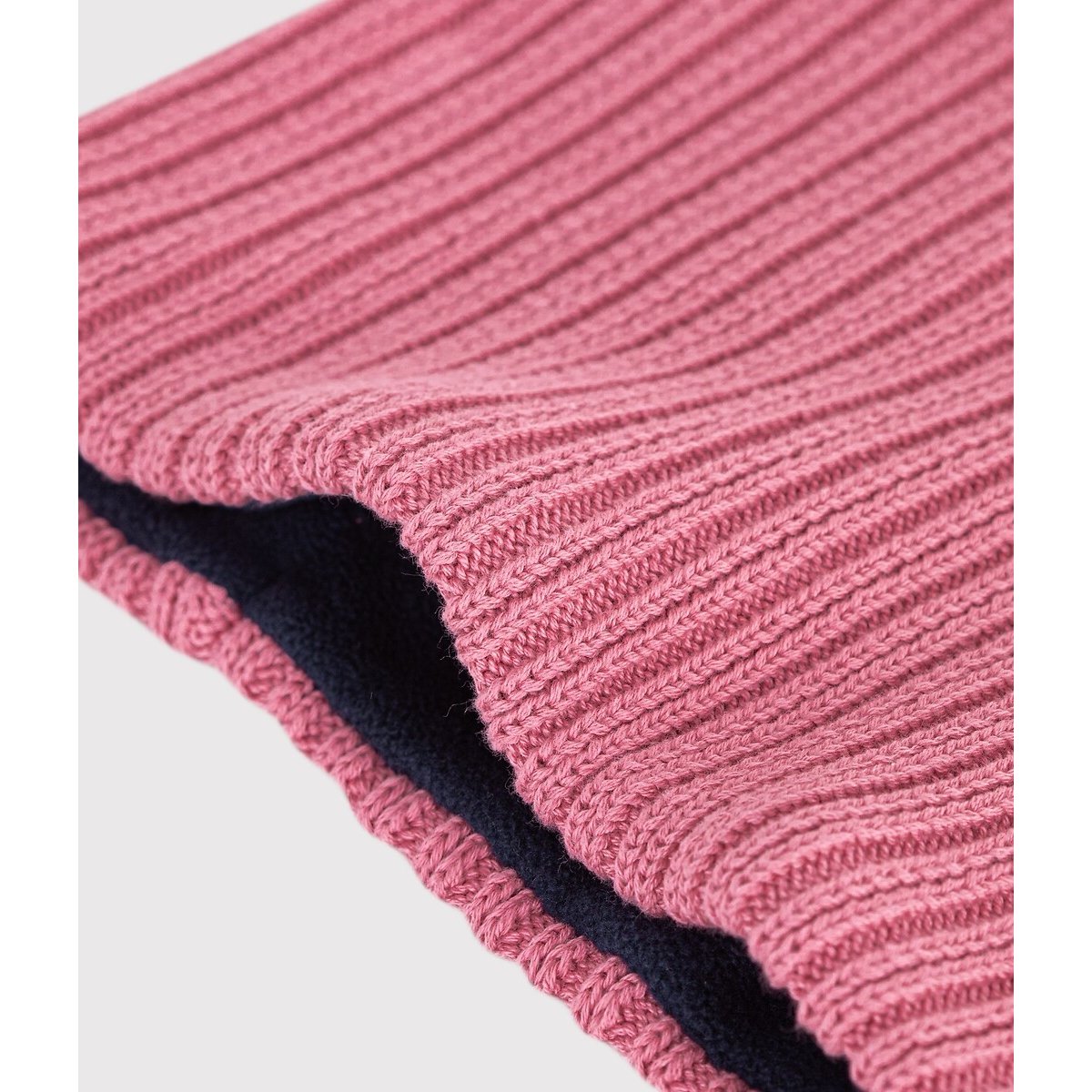 Snood en tricot côtelé, doublé polaire rose, PETIT BATEAU