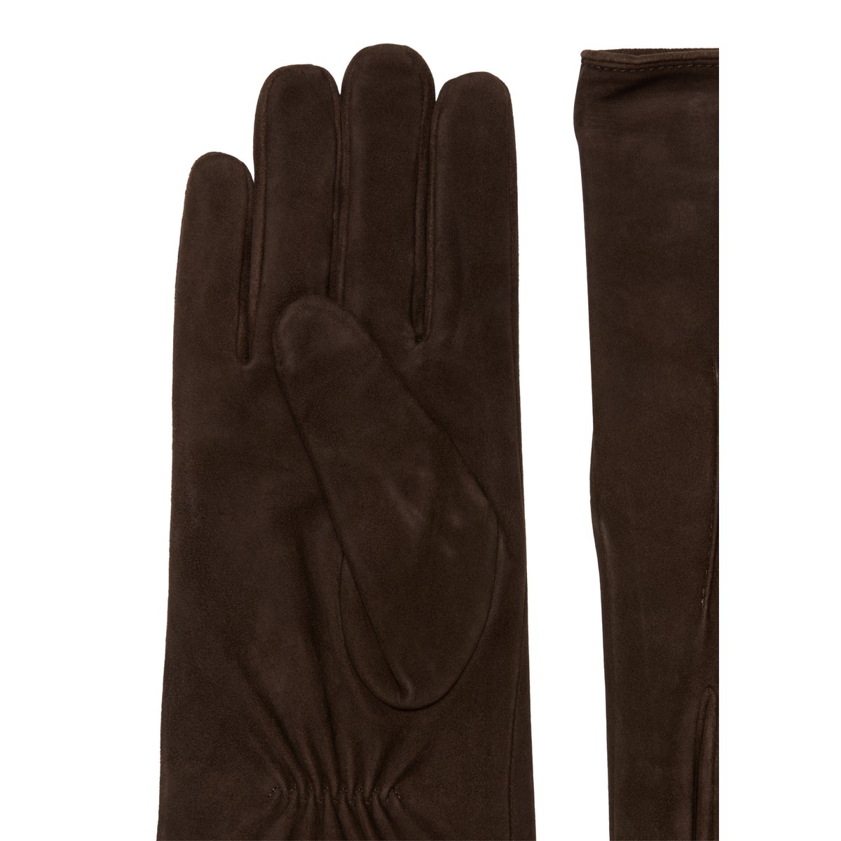 Gants en cuir de chèvre en cuir velours souple marron foncé, MARC O'POLO