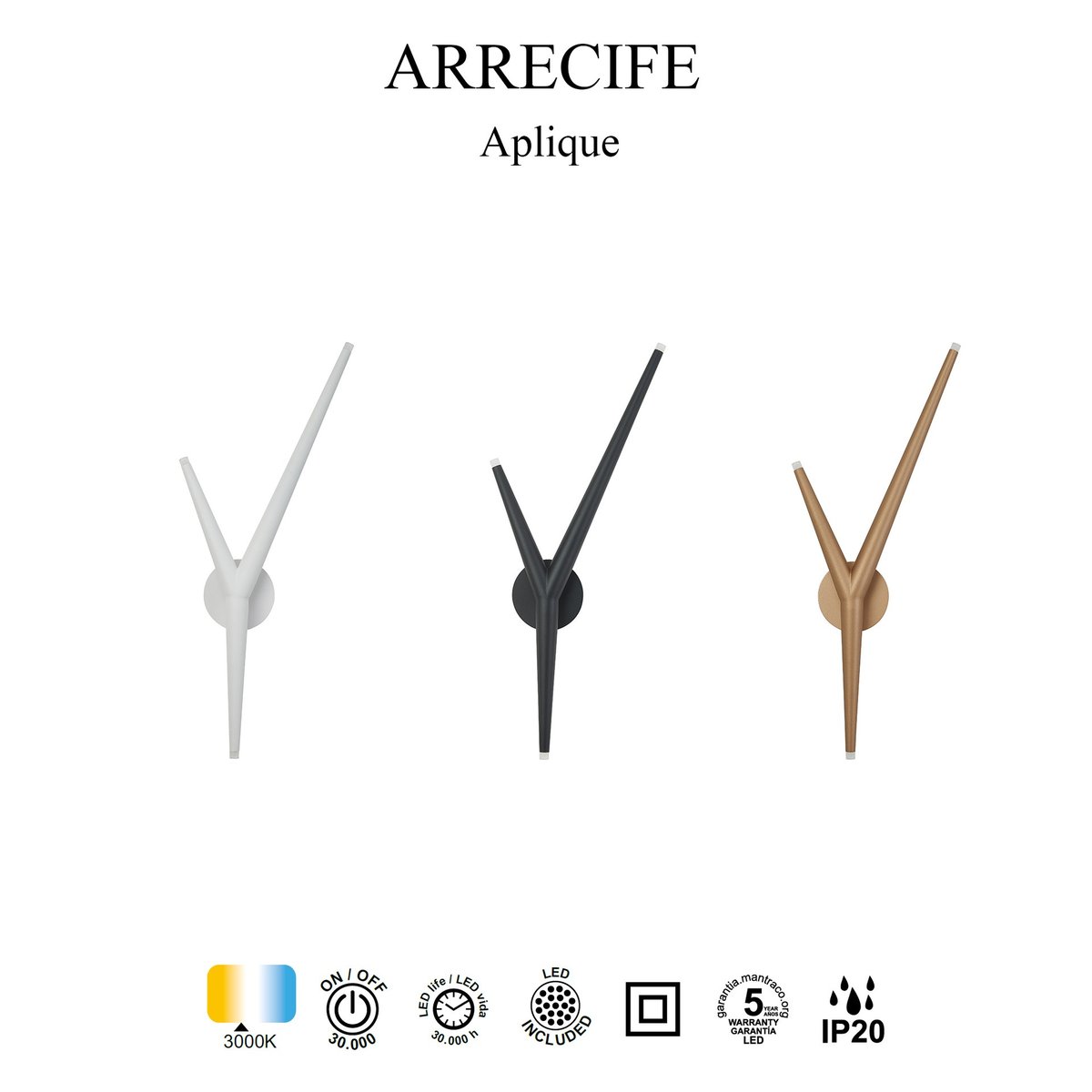 Lampe design en métal, ARRECIFE blanc, MANTRA
