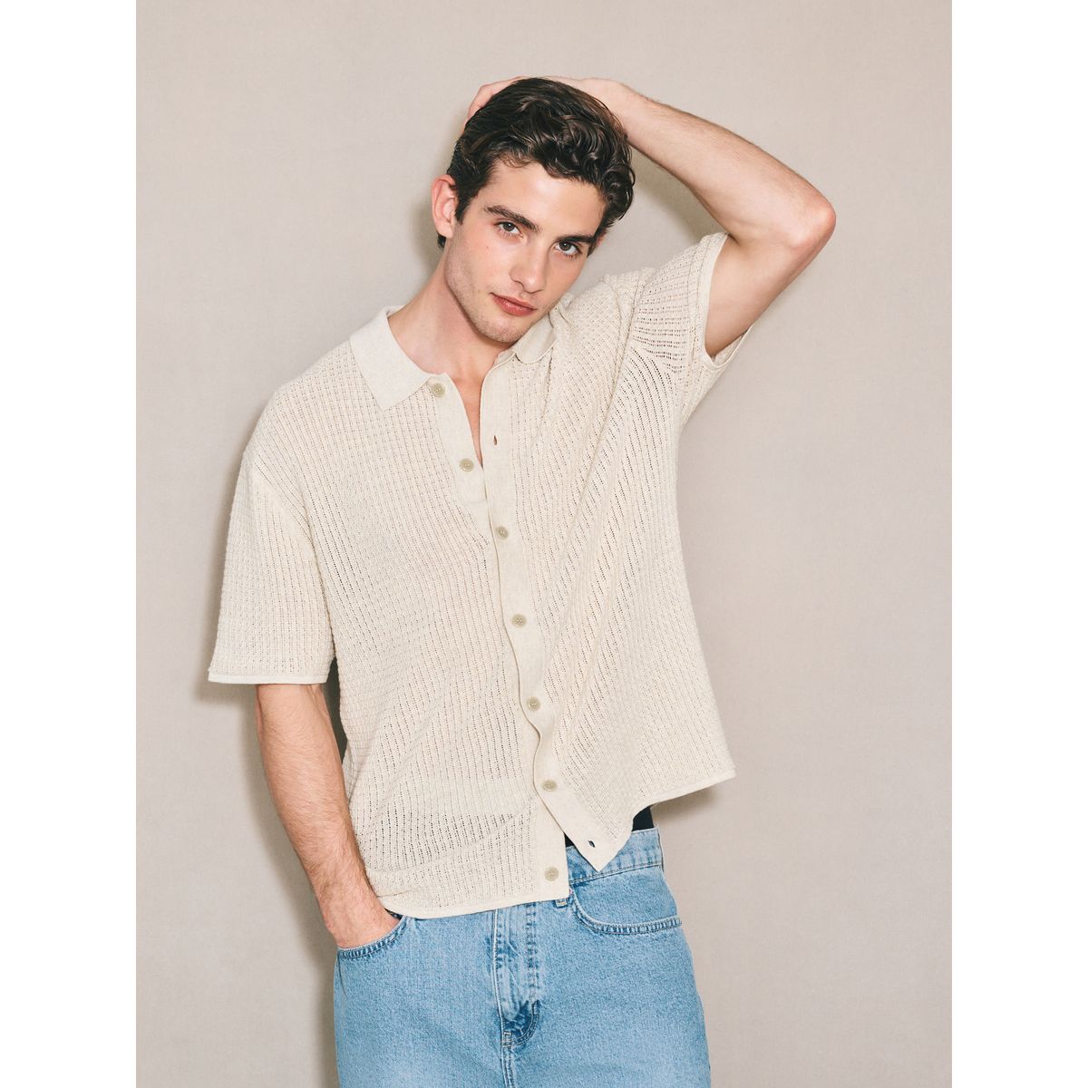 Chemise en pointelle et coton edit écru, NEXT