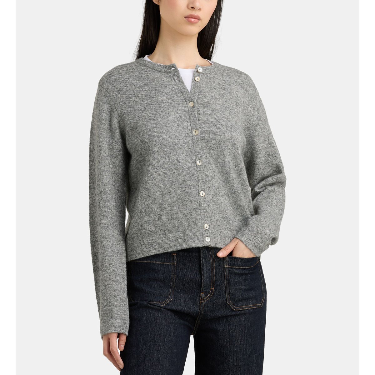 Pull boutonné flavie c gris et beige, GALERIES LAFAYETTE