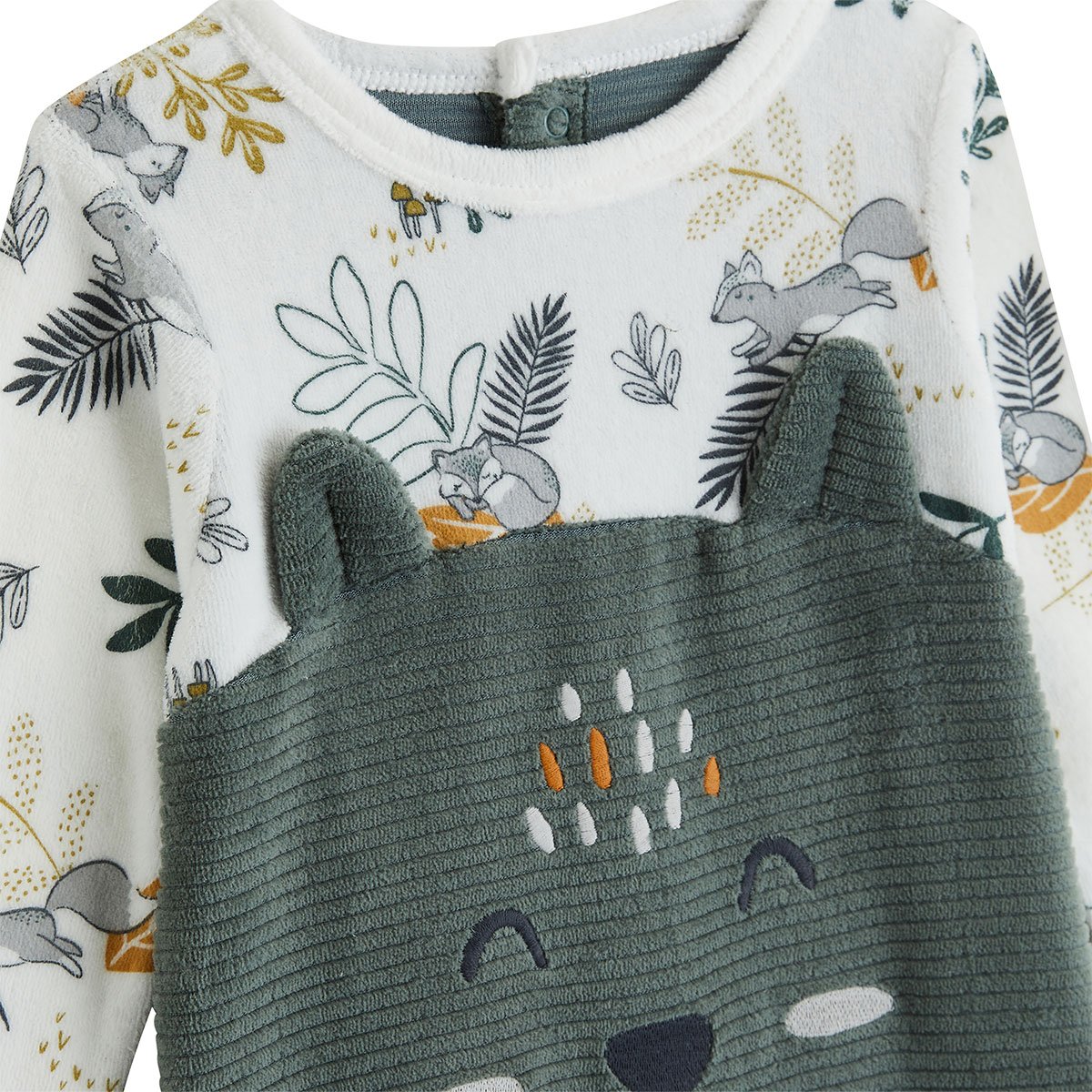 Pyjama bébé en velours Elliott vert, PETIT BEGUIN