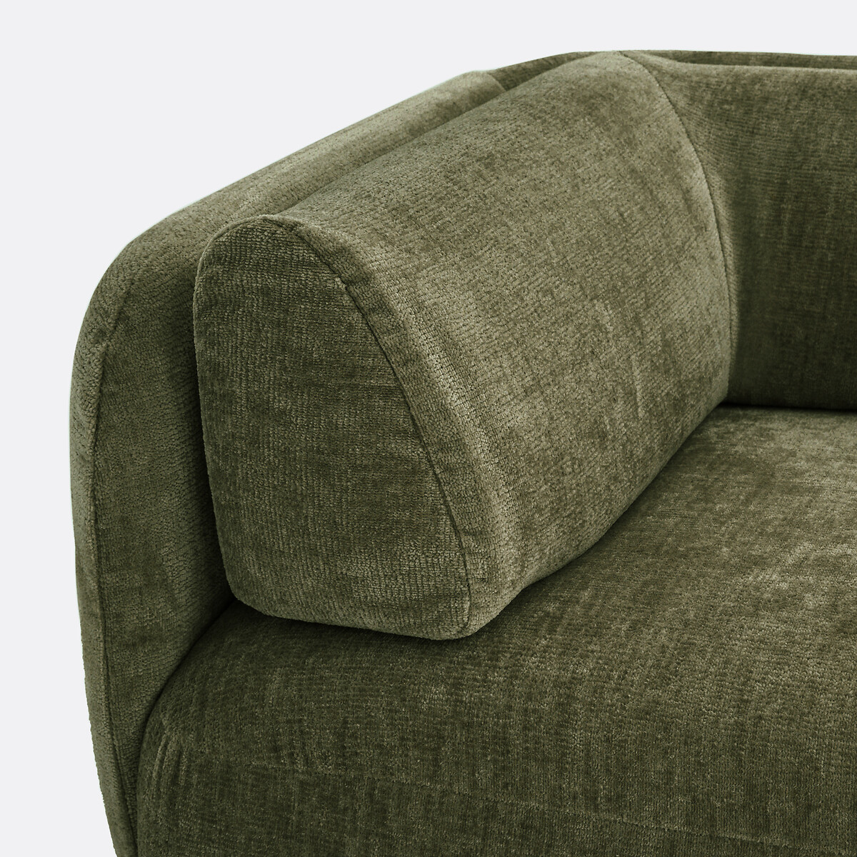 Ecksofa mit Ecke rechts Méridiano, dicker Samt khaki, LA REDOUTE INTERIEURS