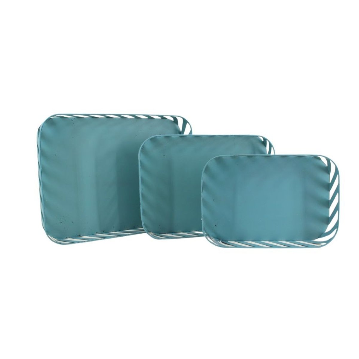 Set de 3 plateaux en métal bleu ajouré bleu, ORNAMI
