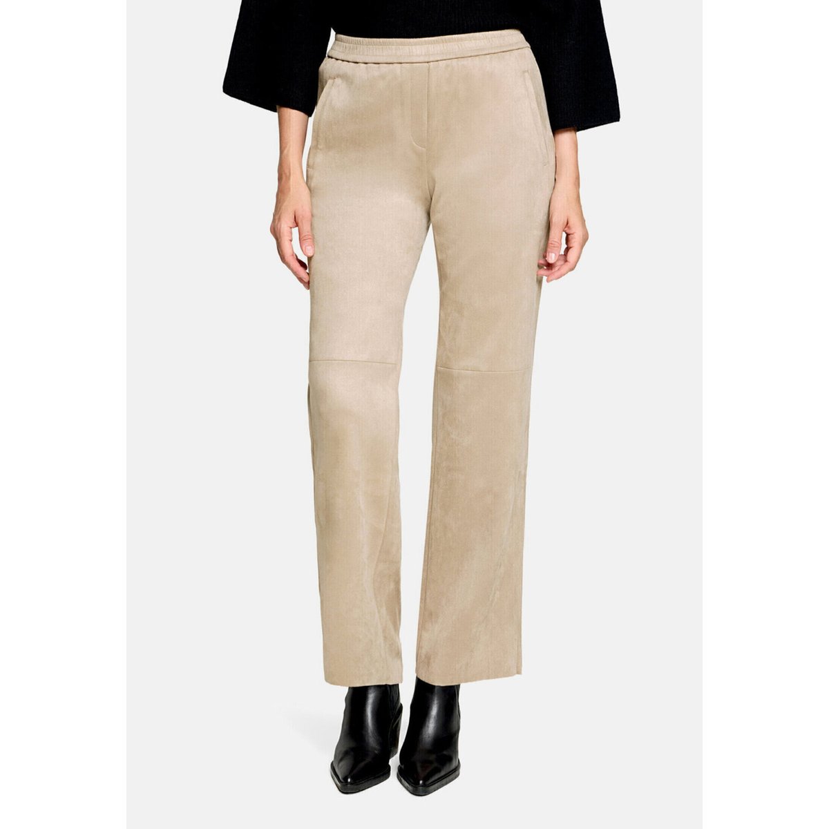 Pantalon à enfiler de coupe droite mocha meringue, BETTY & CO