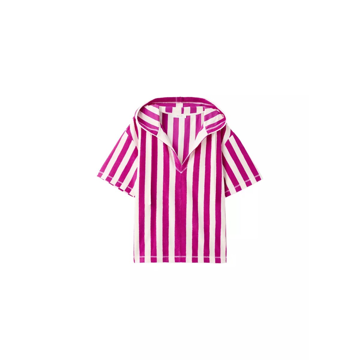 Sweat en coton bouclette à rayures fuchsia, MANGO
