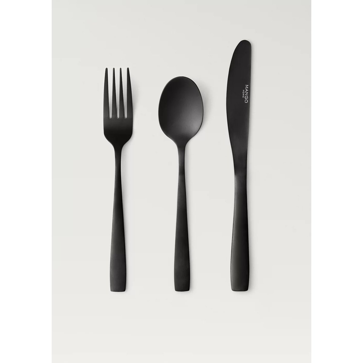 Ensemble de couverts 3 pièces en acier inoxydable finition mate noir, MANGO HOME