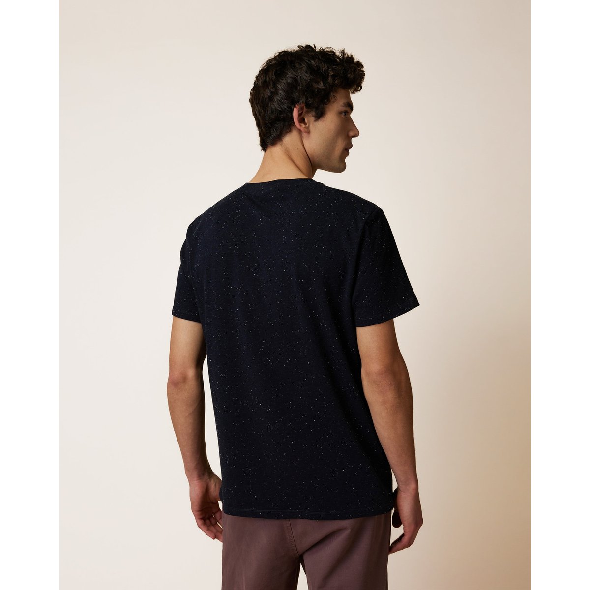 T-shirt en maille bleu marine et écru, FAGUO