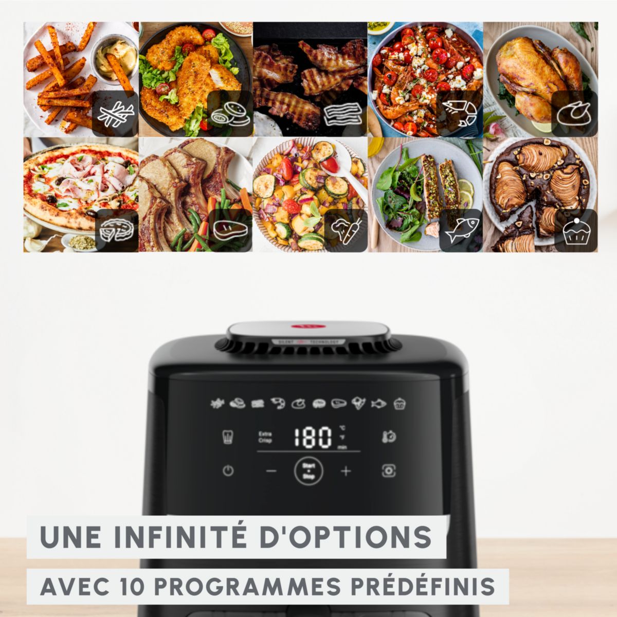 Friteuse sans huile Easy Fry Silence 5L EZ5568F0 couleur unique, MOULINEX