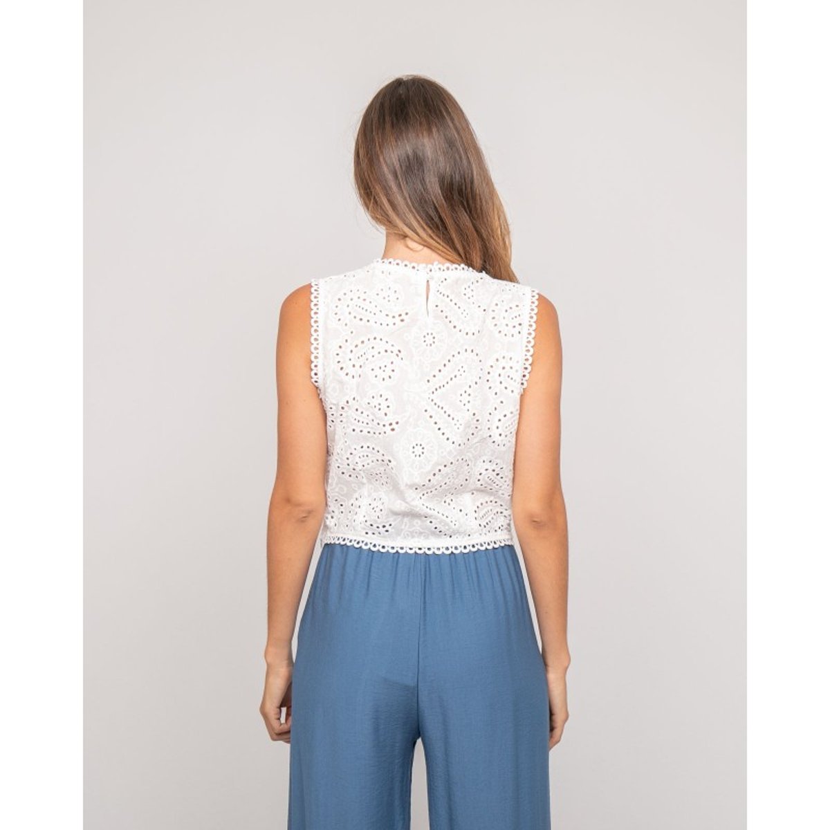 Top Dentelle Fagate blanc, DONA LISA
